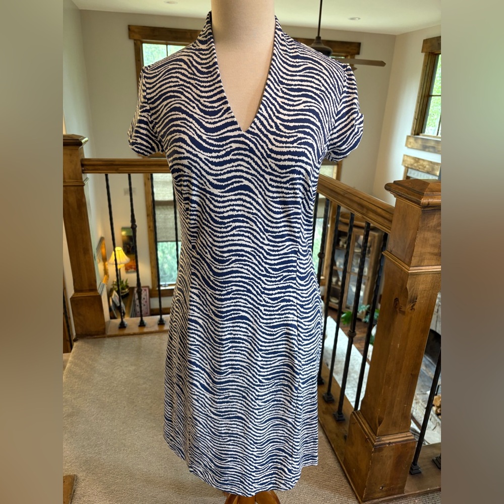 J. McLaughlin Dress Zebra Stripe Sz S Blue